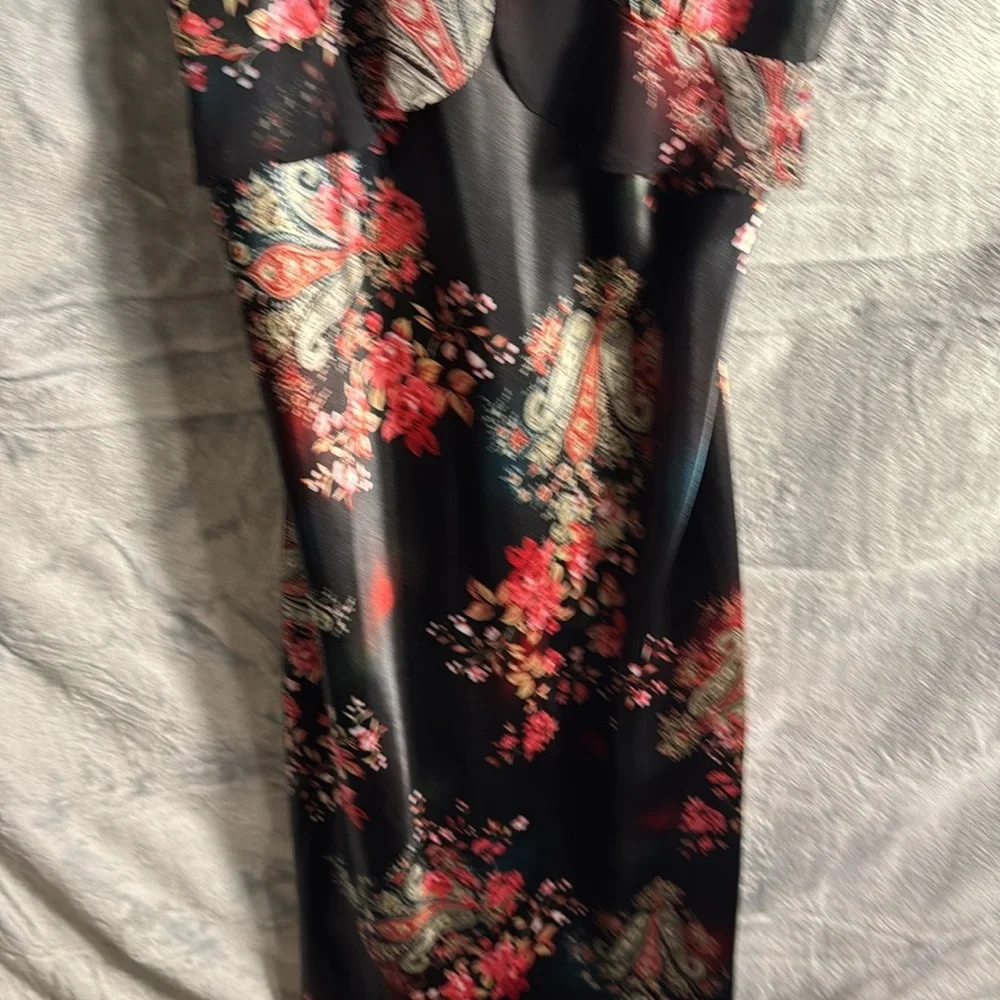 slip nightgown dress matching robe floral black size 10/12 m Y2K romantic nighty
